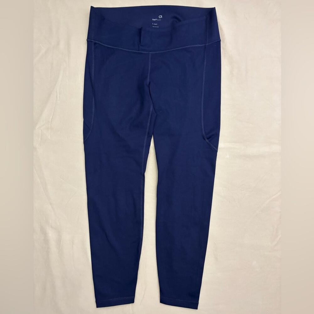 Gap Fit Under Bump Maternity Athletic Leggings Navy Blue 7/8 Length Size Large